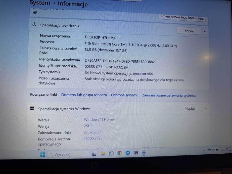Laptop HP 17" i3-1125G4 12GB ram 512GB ssd super stan