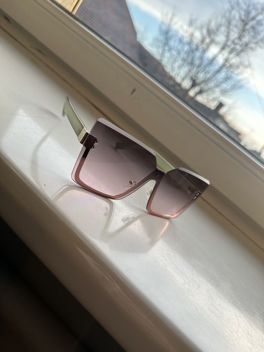 Okulary duże piękne róż i złoto