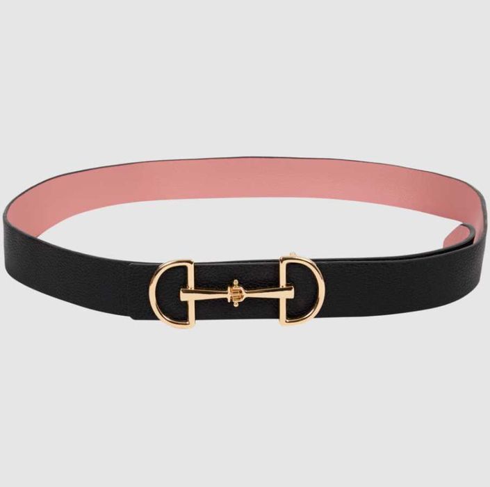 Dwustronny pasek Code Femme – czarny/róż, elegancka klamra, rozmiar 95