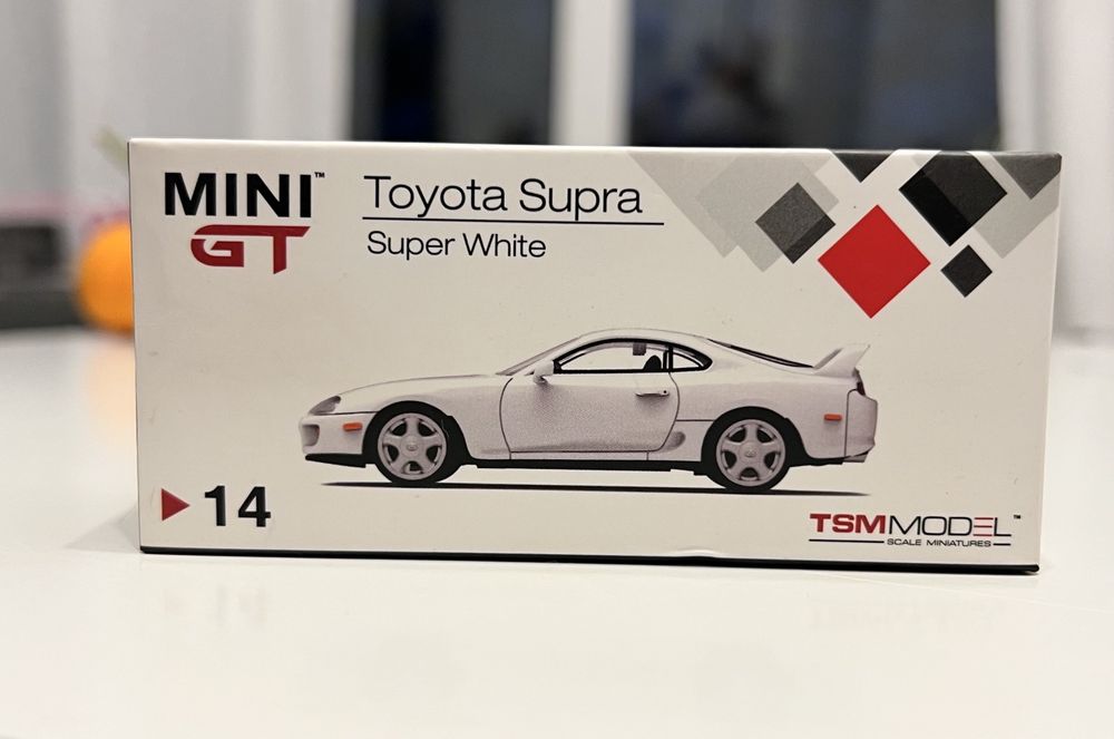 Mini GT No. 14 Toyota Supra A80 White - swapped wheels