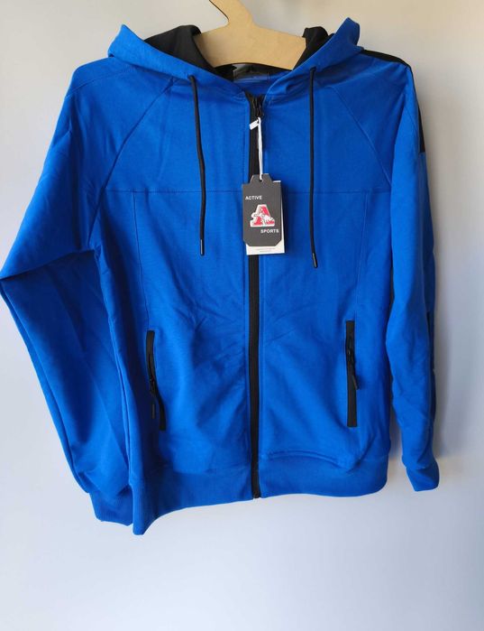 Męski dres komplet nowy niebieski bluza spodnie L nowy bawełna