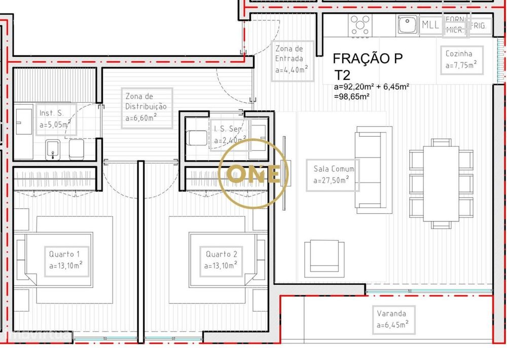 Apartamento T2 Jardins de Brufe — Brufe, Braga