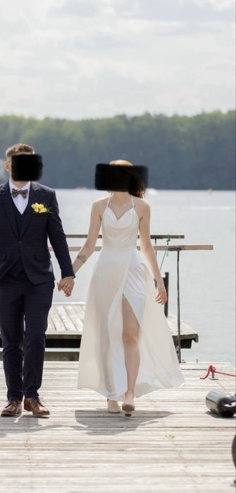 Biała suknia ślubna sukienka na ślub XS 34 wiązana na plecach