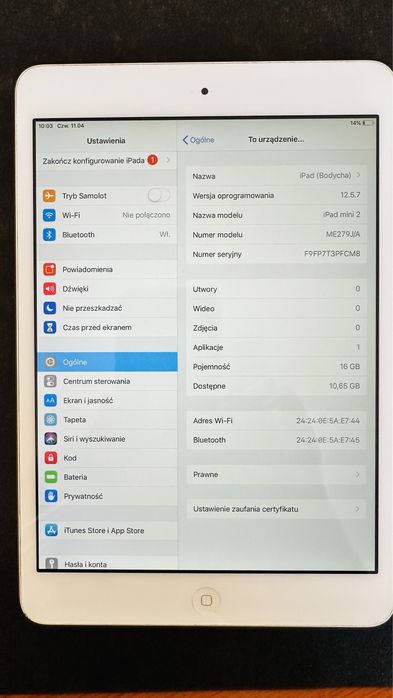 Ipad 2 mini 16 Gb biały