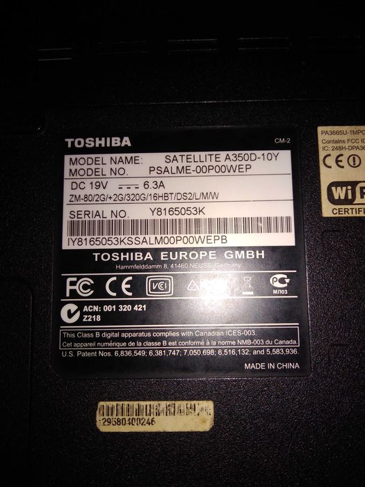 Portátil TOSHIBA Satellite A350D-10Y (Peças)