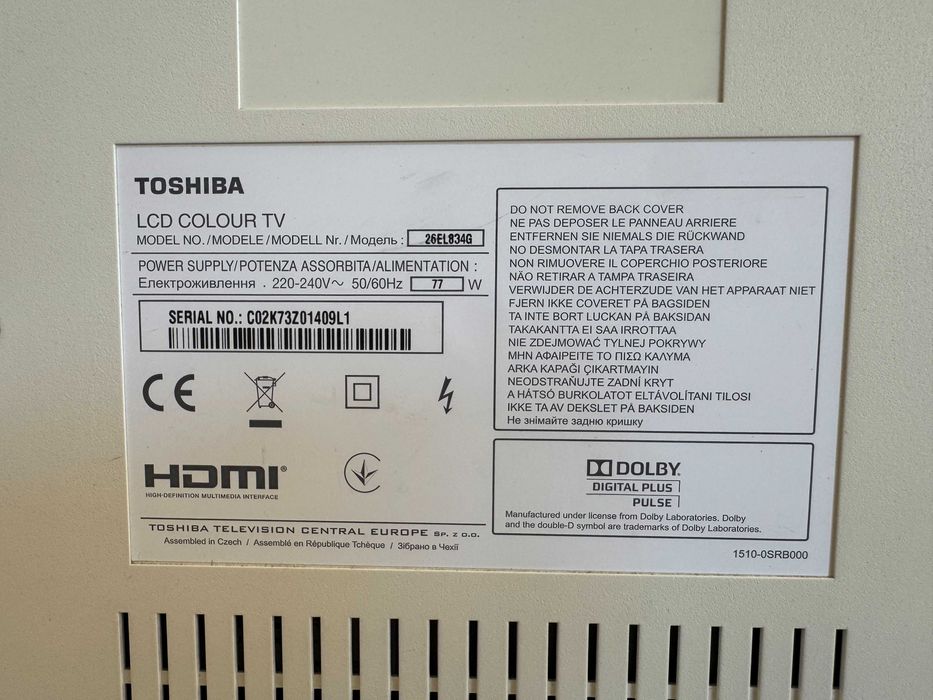TV Toshiba 26” branca — LED HD Ready — 26EL834G