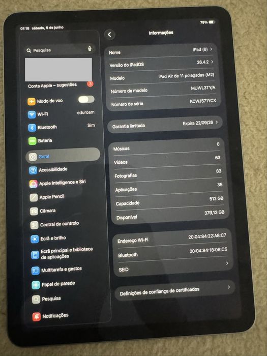 iPad Air 11’’ (M2) 512 GB com Apple Pencil e capa teclado - Seguro