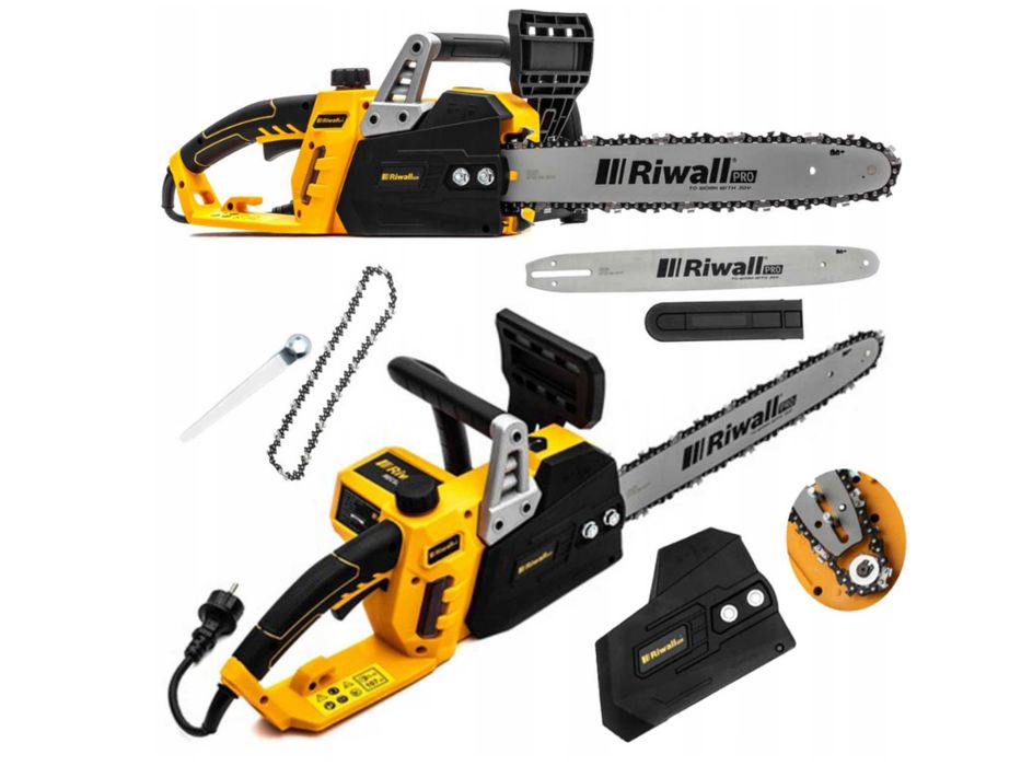 Piła Elektryczna Riwall Pilarka Łańcuchowa Mocna 3550W GTX E-POWER Prowadnica 40cm do Drewna Automatyczne Smarowanie Łańcucha Metalowa Przekładnia
