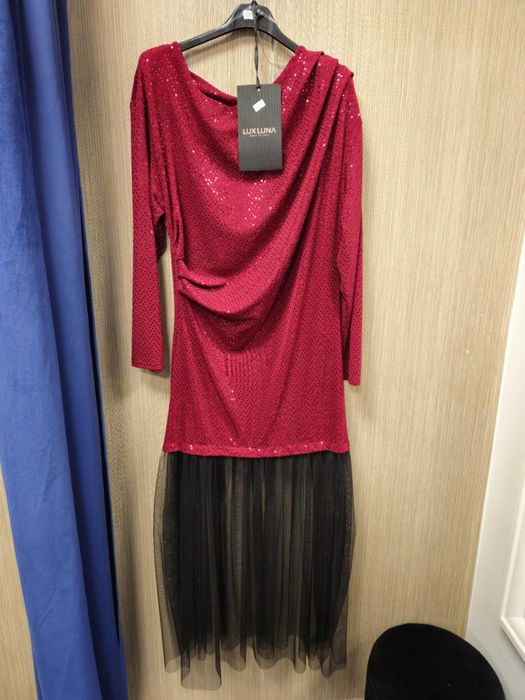 Sukienka bordowa blink, tiul r. Uni Lux Luna Italy !!!