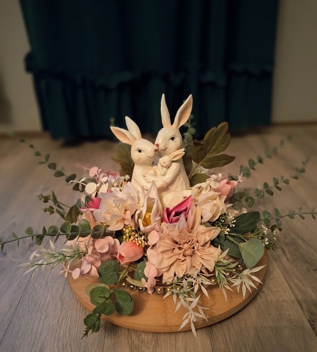 Kompozycja wielkanocna stroik,zając