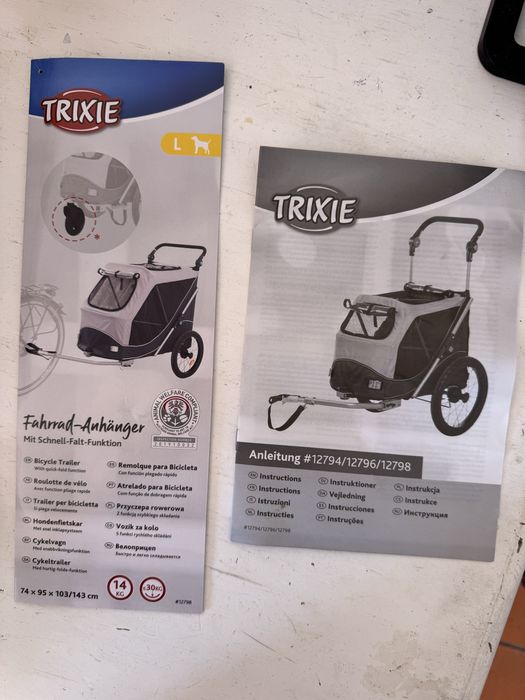 Atrelado P/ Bicicleta - Tam. L cinza/preto Trixie Ref: TX12798