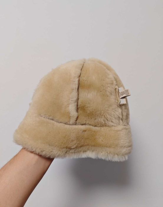 Ugg australia шапка панама зимова з овчини замшева жіноча коричнева