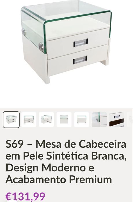 Mesa de cabeceira 2 x branca gavetas prateleira branca