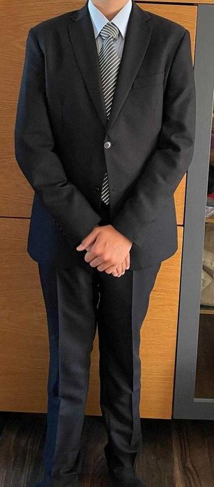 Czarny Garnitur męski L 52