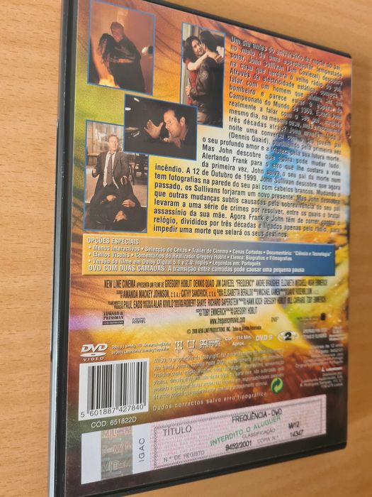 DVD com o filme "Frequência" com Dennis Quaid e Jim Caviezel