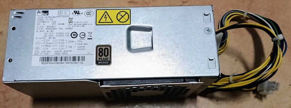 Fonte de alimentação Lenovo M72 M73e M79 M82 M92P M93P SFF 240W