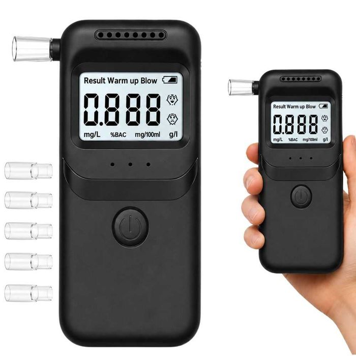Cyfrowy tester alkoholu alkomat LCD + komplet ustników