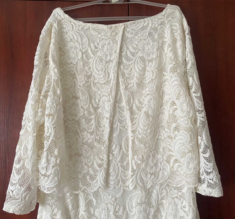 Sukienka koronkowa MAMALICIOUS XL Ecru