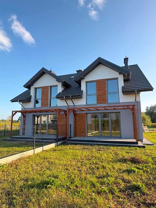 Nowy dom (w zab bliźniaczej) 108 m² z ogrodzoną działką i tarasem- Ciemne / Radzymin 602310772