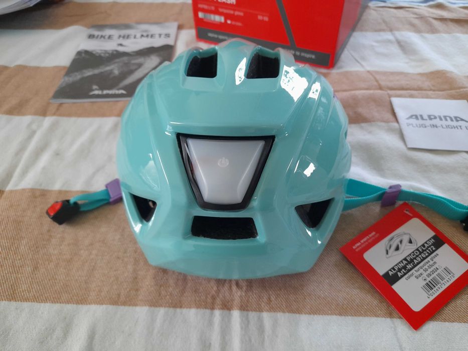 Casque Vélo Enfant Alpina PICO Flash 2024 - Turquoise Brillant - Taille 50-55 Cm - Sécurité Et Léger