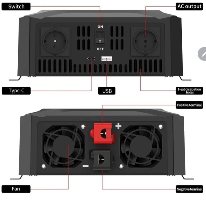 Інвертор DatouBoss, EAFC 12/24 Вольт 2, 2.5Вт. чистый синус
