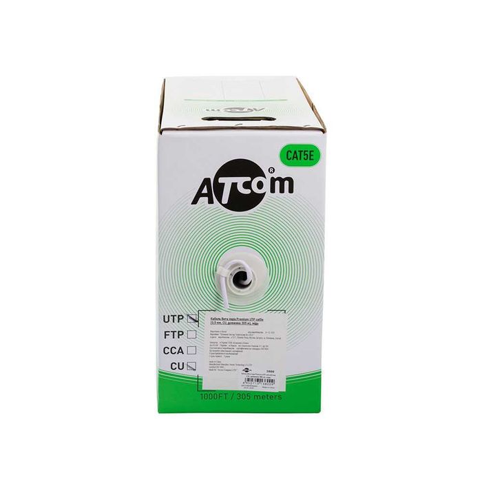 Кабель вита пара Premium UTP 4x2x0.5мм, внутрішній, Cat.5E, мідь, 305м