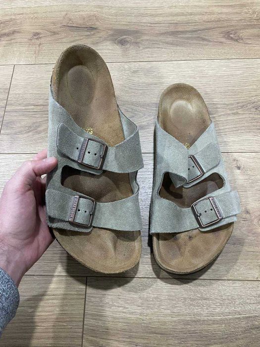 Чоловічі шкіряні тапки сланці фірми birkenstock оригінал