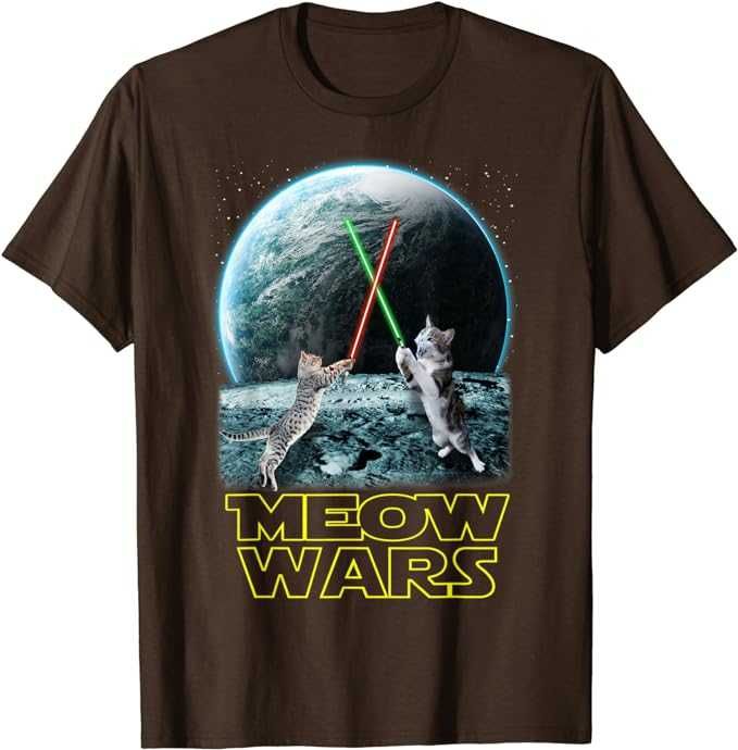 T-shirt paródia de Star Wars cat lovers "Meow Wars" NOVO ENVIO GRÁTIS