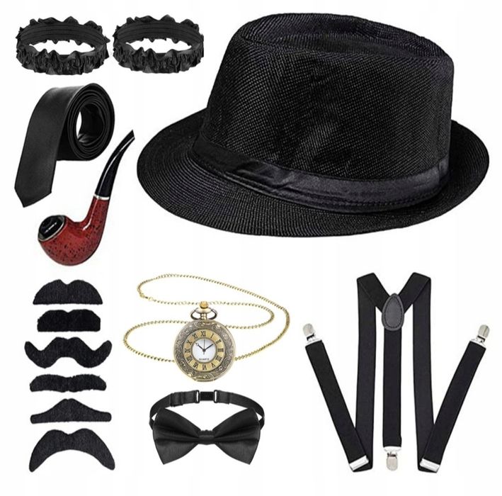 Nowy! Duży zestaw strój Wielki Gatsby lata 20 retro vintage