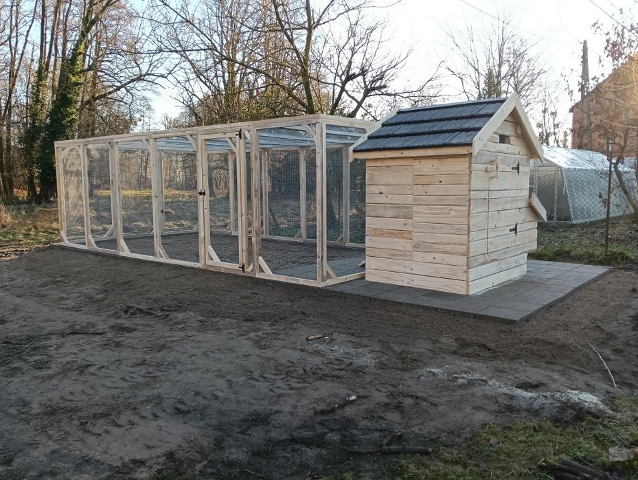 Kurnik xl na 12-14 kur plus wybieg, woliera 12m2 deska sosna, ocieplon
