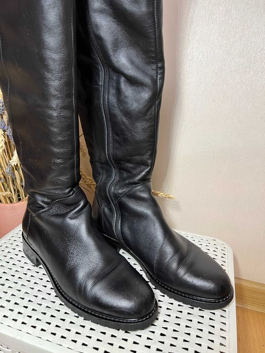 Сапоги женские высокие кожаные (Зима). Внутри флис и мех 37-38 размер