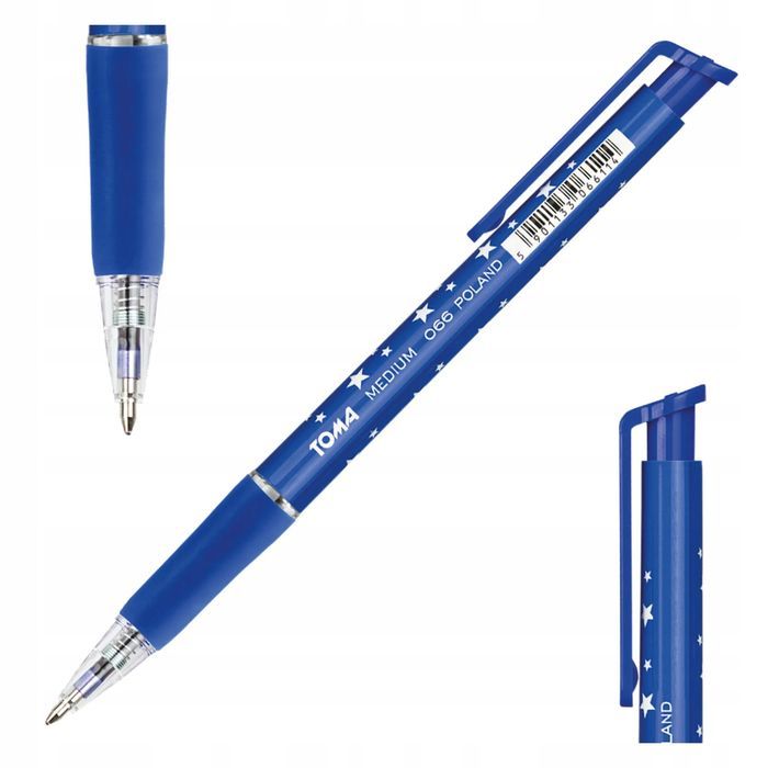 Długopis Automatyczny Gwiazdki 066 Niebieski, Medium 1 Mm, Toma. Nowy Produkt