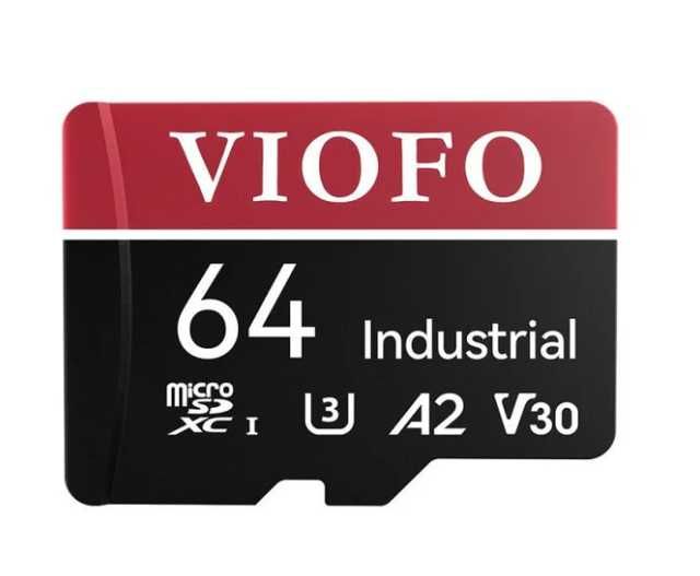 Карта пам'яті до відеореєстратора VIOFO microSD промислового класу, високошвидкісна карта пам'яті U3 A2 V30 з адаптером, 64 ГБ