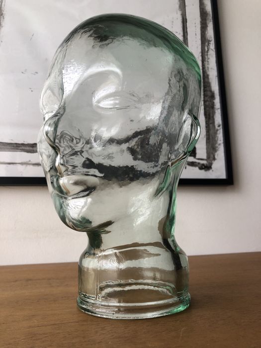 Expositor Cabeca em Vidro / vintage / tamanho real