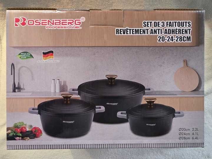 Garnki Rosenberg Professionnel 3 szt 20-24-28 cm