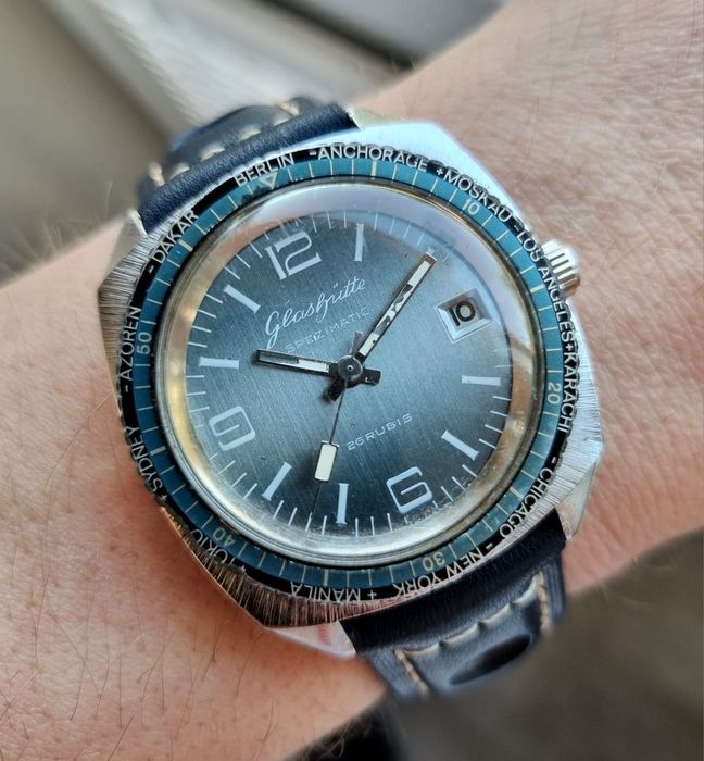 Zegarek Męski 37 mm !GUB Glashutte Spezimatic WORLD TIME lata 60
