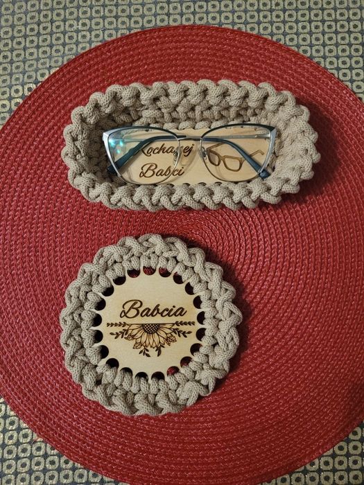 Dzień Babci - etui na okulary i podkładka pod kubek HANDMADE