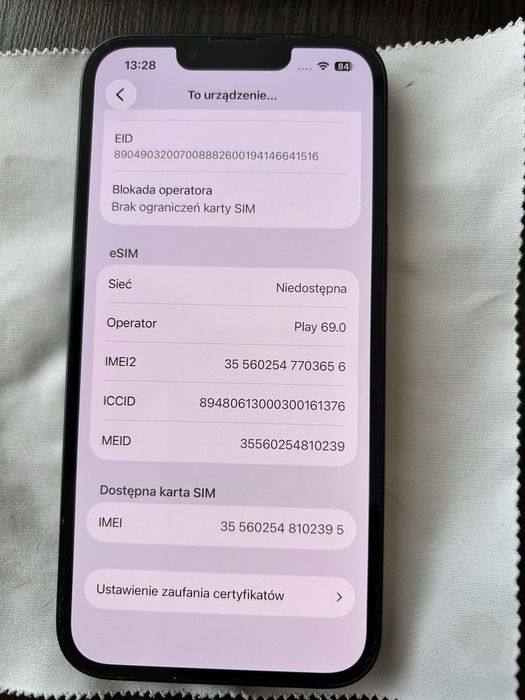 Iphone 13, stan bd, bateria 91%