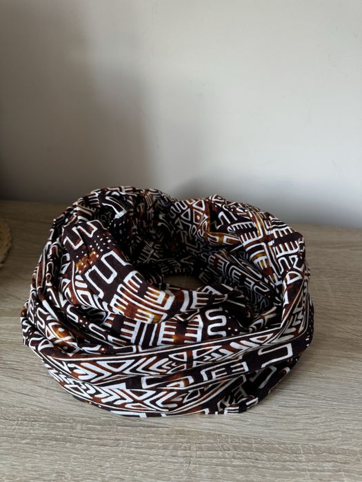 Brązowa dwustronna chusta oversize turban chusta na głowę ZEBRA STORE