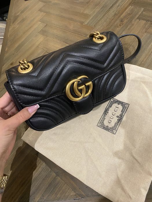 Gucci marmont mini 22 cm czarna torebka damska