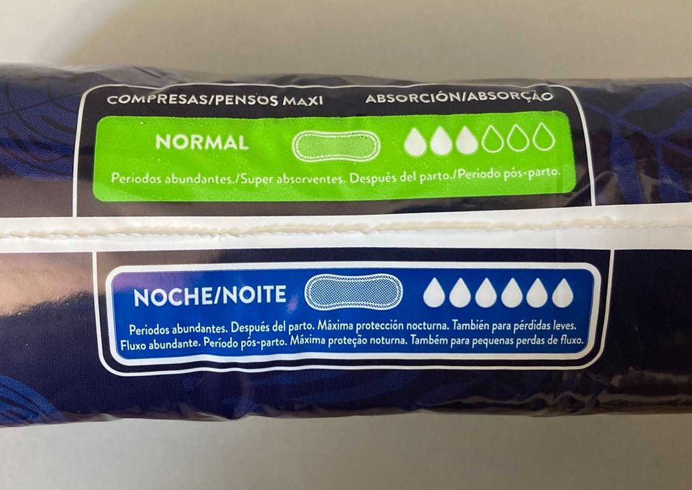 28 Embalagens Seladas de Pensos Higiénicos de Noite