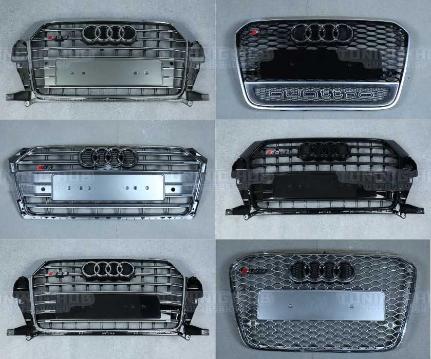 решетки радиатора ауди audi a1 q3 a4 q5 a6 a7 a8 rs s-line s решітки