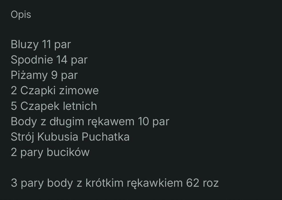 Sprzedan ubranka dla chłopca roz 56