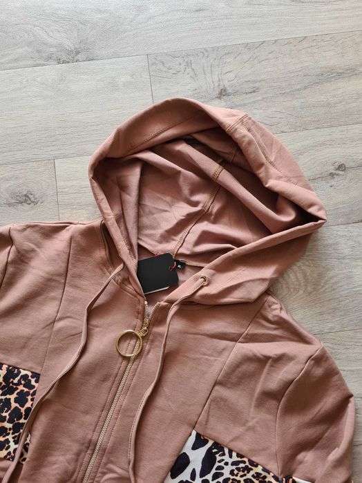 bluza dresowa damska panterka kaptur zamek XL