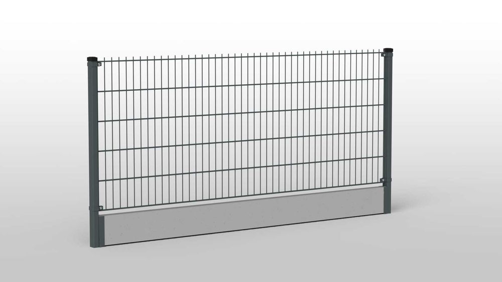 Panel 2D 6/5/6 RAL + podmurówka + słupek + obejmy kpl  Producent WALDI