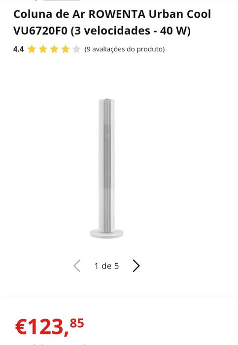 Torre de Ventilação Rowenta Urban Coll 3 velocidades 40 W