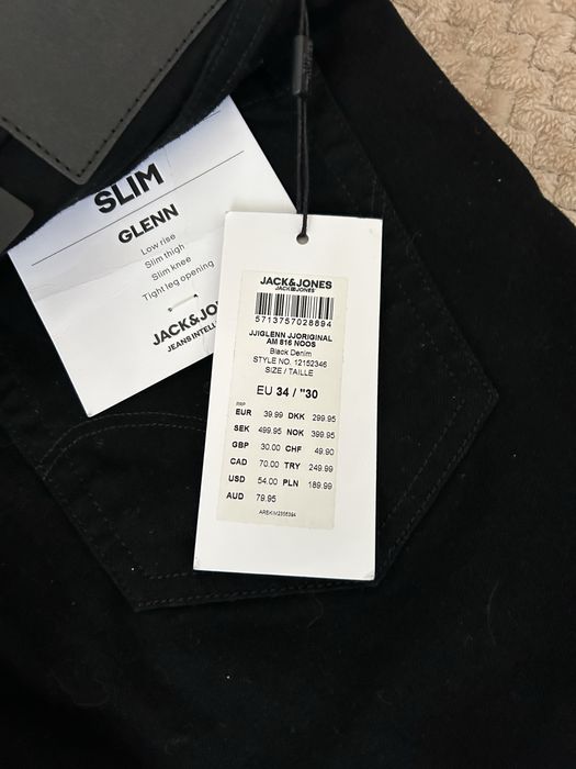 Spodnie Jack & Jones GLENN – nowe z metką, czarne, W34/L30
