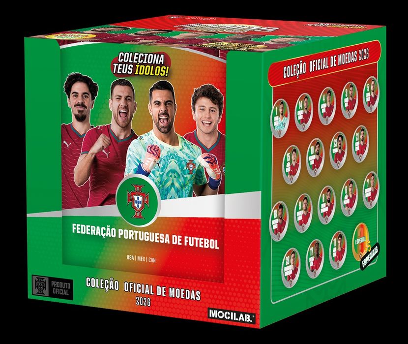 Caixa de 11 Moedas Icoins da Seleção Nacional Portuguesa