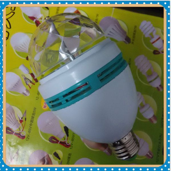 Lâmpada 3W E27 led rotativa Festas Disco DJ