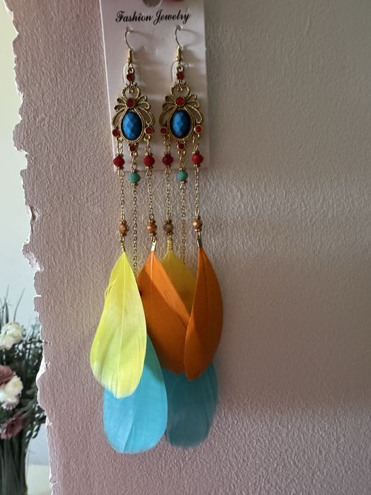 Kolcxyki piórka kolorowe boho